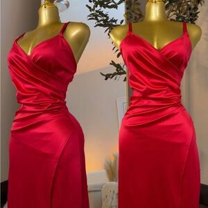 Elegant Red Satin Dress